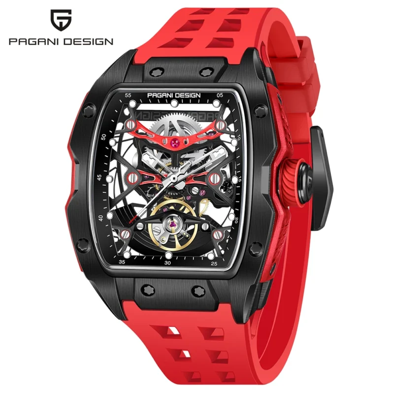 Luxury Skeleton Automatic Watch with Sapphire Crystal and Rubber Strap - Image 7