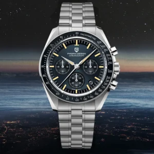 Luxury Chronograph Quartz Watch with Sapphire Crystal and Stainless Steel Bracelet