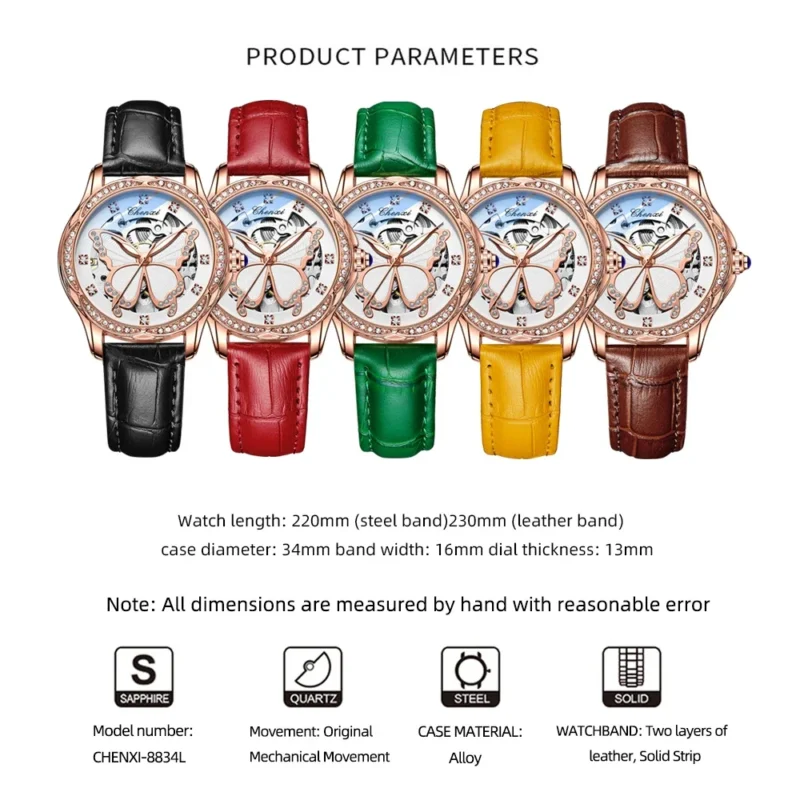 Ladies Luxury Automatic Watch with Skeleton Dial and Stainless Steel Bracelet - Image 6