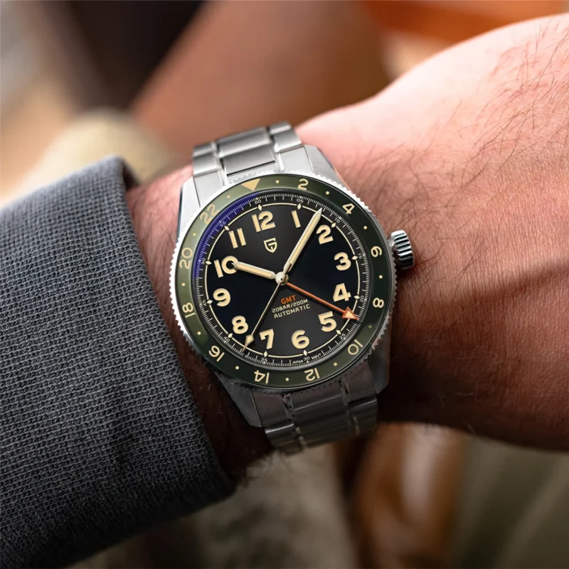 GMT Automatic Mechanical Watch with Sapphire Crystal and Stainless Steel Bracelet - Image 4