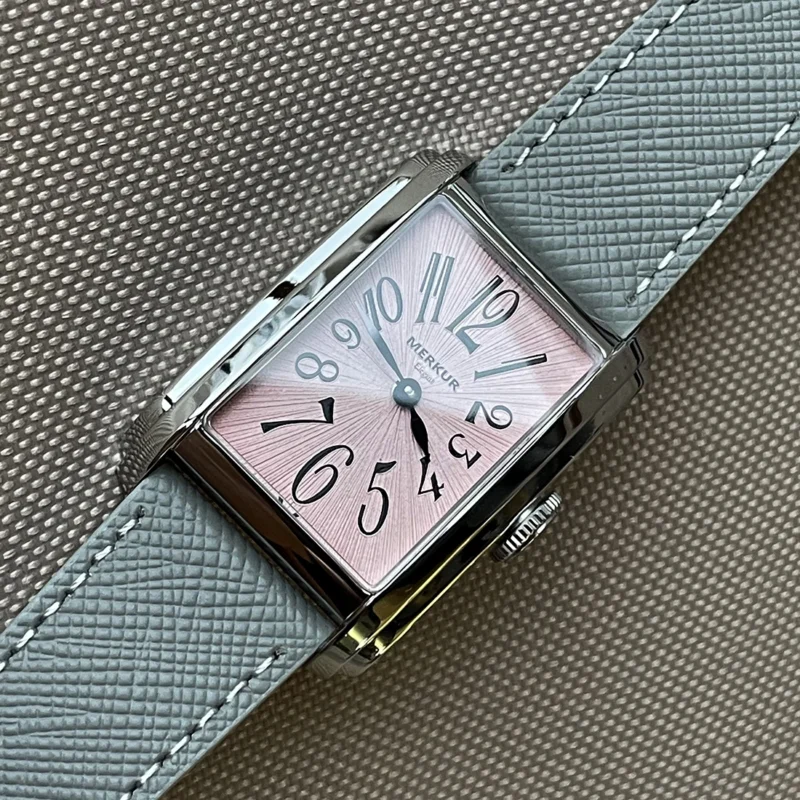 Rectangular Automatic Watch with Sapphire Crystal and Leather Strap - Image 17
