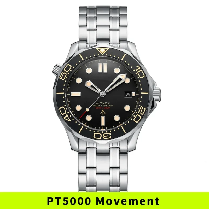 Professional Automatic Dive Watch with Sapphire Crystal and Mesh Bracelet 200M Water Resistant - Image 7