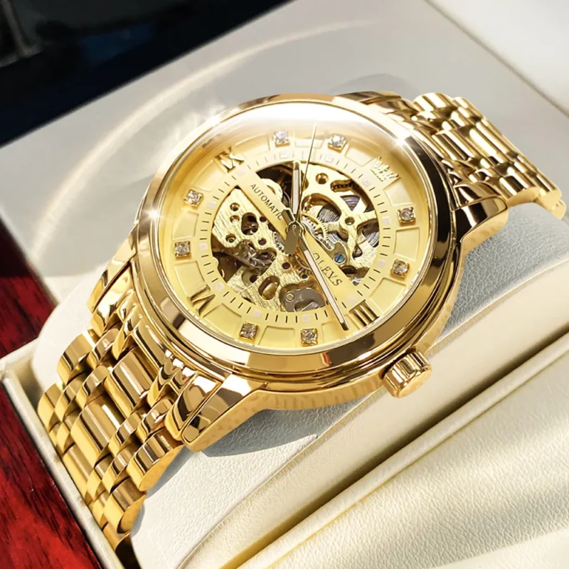 Skeleton Automatic Mechanical Watch with Luminous Dial and Stainless Steel Bracelet - Image 11