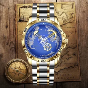 Nautical Series Traveler Automatic Dive Watch with Luminous Dial and Stainless Steel Bracelet