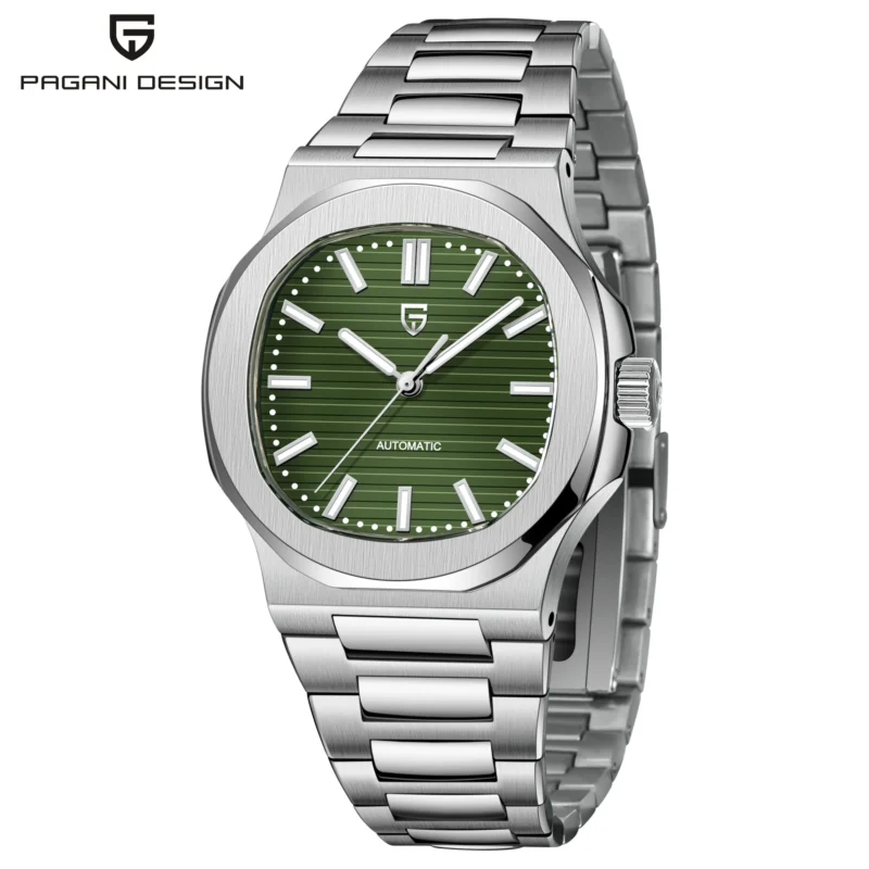 Luxury Tonneau Automatic Watch with Sapphire Crystal and Stainless Steel Bracelet - Image 8