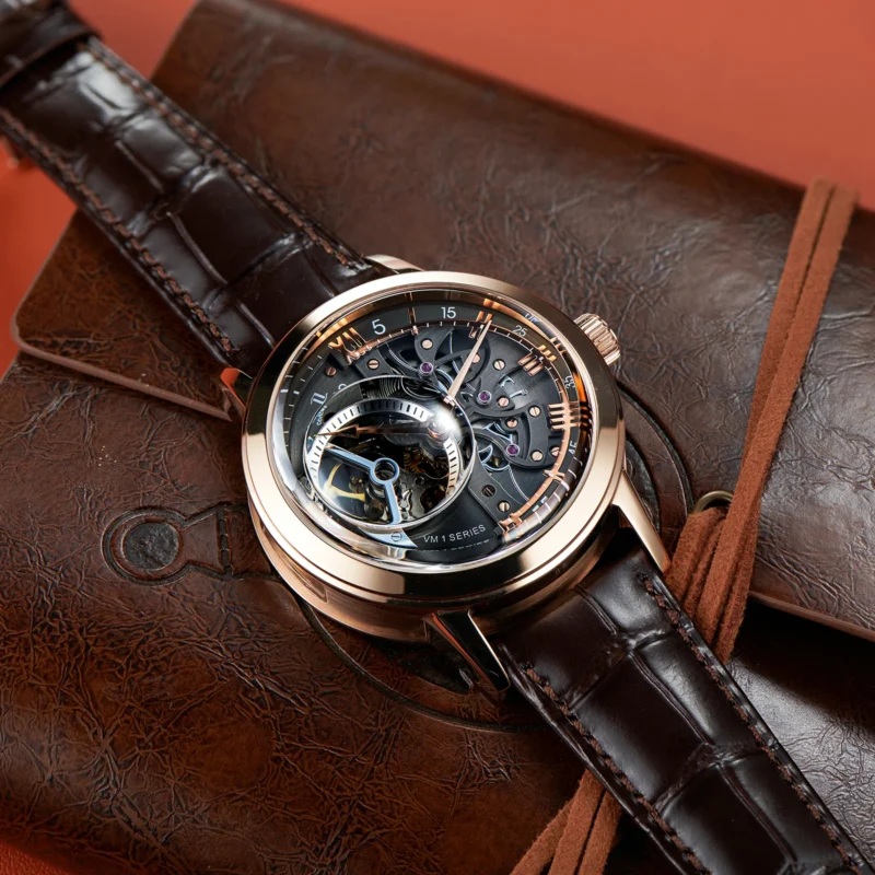 Luxury Skeleton Automatic Watch with Exhibition Dial and Leather Strap - Image 3