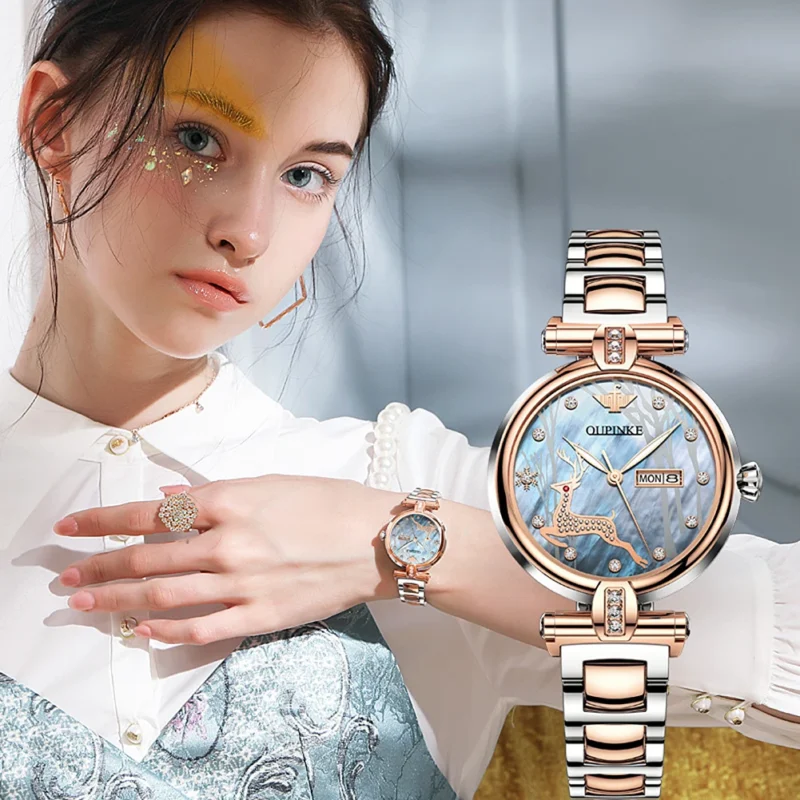 Luxury Women's Automatic Watch with Sapphire Crystal and Ceramic Bracelet - Image 4