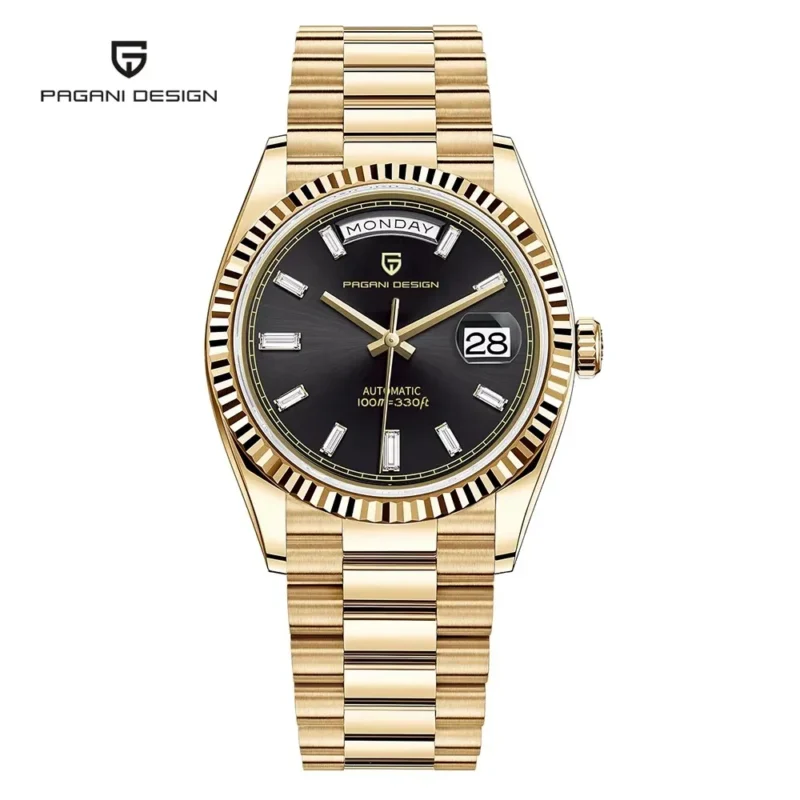 Luxury Automatic Rose Gold Watch with Sapphire Crystal and Complete Calendar Steel Bracelet - Image 7