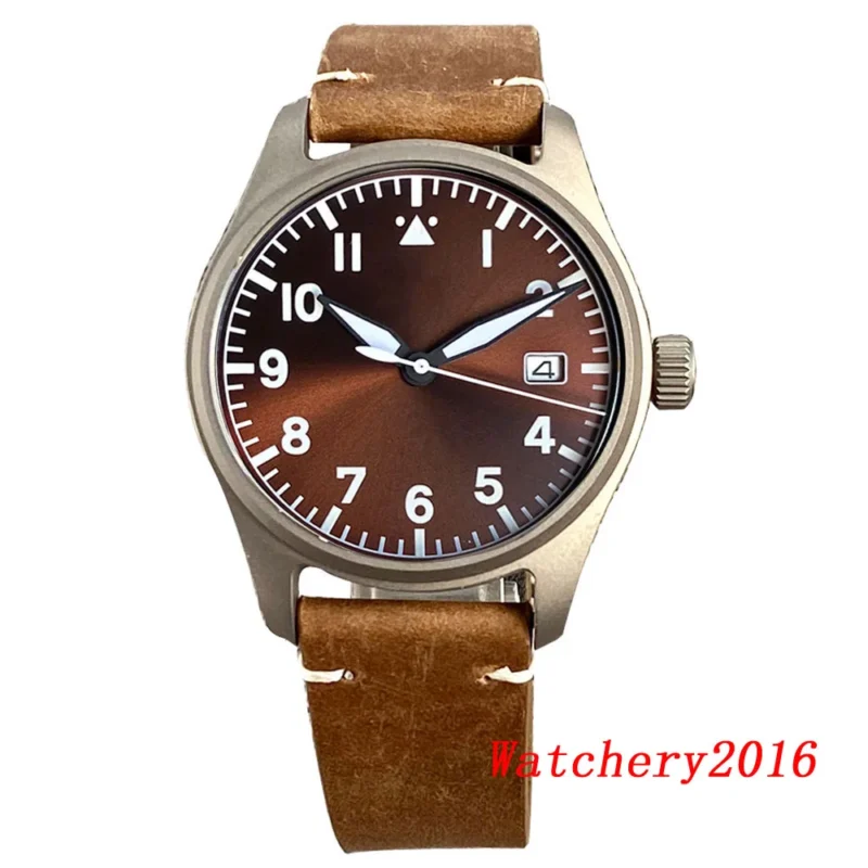 Professional Titanium Automatic Dive Watch with Sapphire Crystal and Leather Strap - Image 8