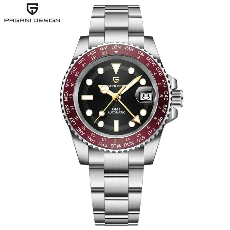 Professional GMT Automatic Watch with Sapphire Crystal and Stainless Steel Bracelet - Image 12