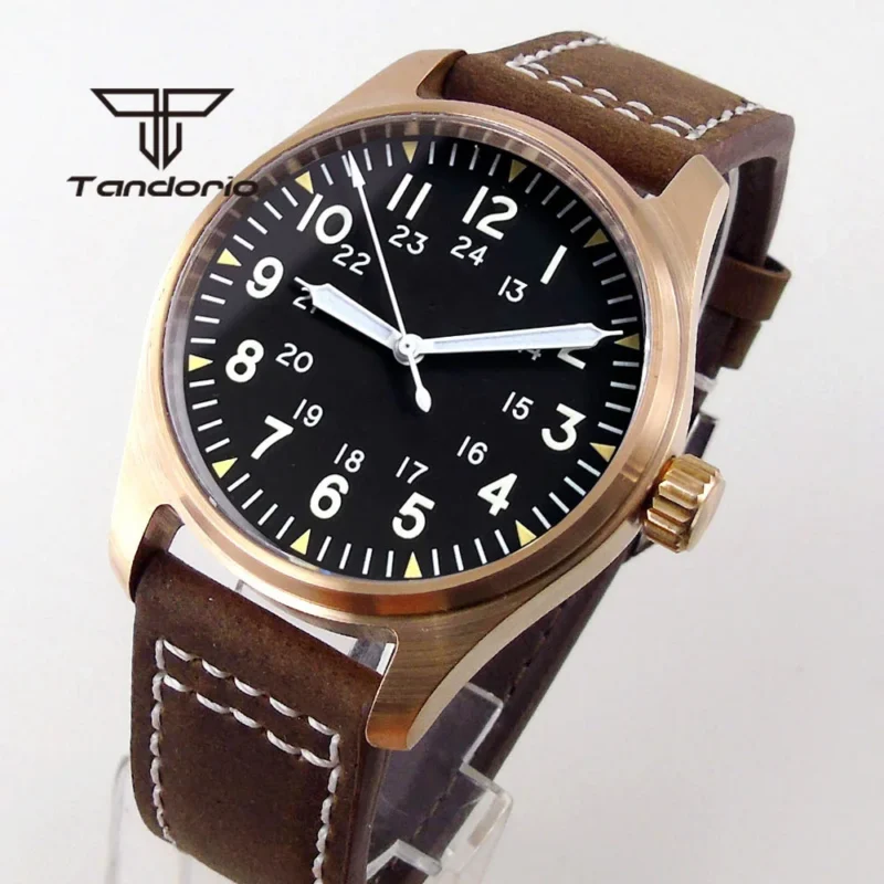 Bronze Automatic Dive Watch 200M Water Resistant with Sapphire Crystal and Leather Strap - Image 14