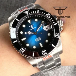 Professional Automatic Dive Watch with Sapphire Crystal and Stainless Steel Bracelet