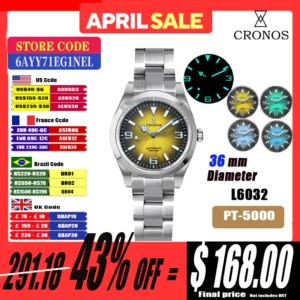 Classic Explorer Automatic Watch with Sapphire Crystal and Brushed Steel Bracelet