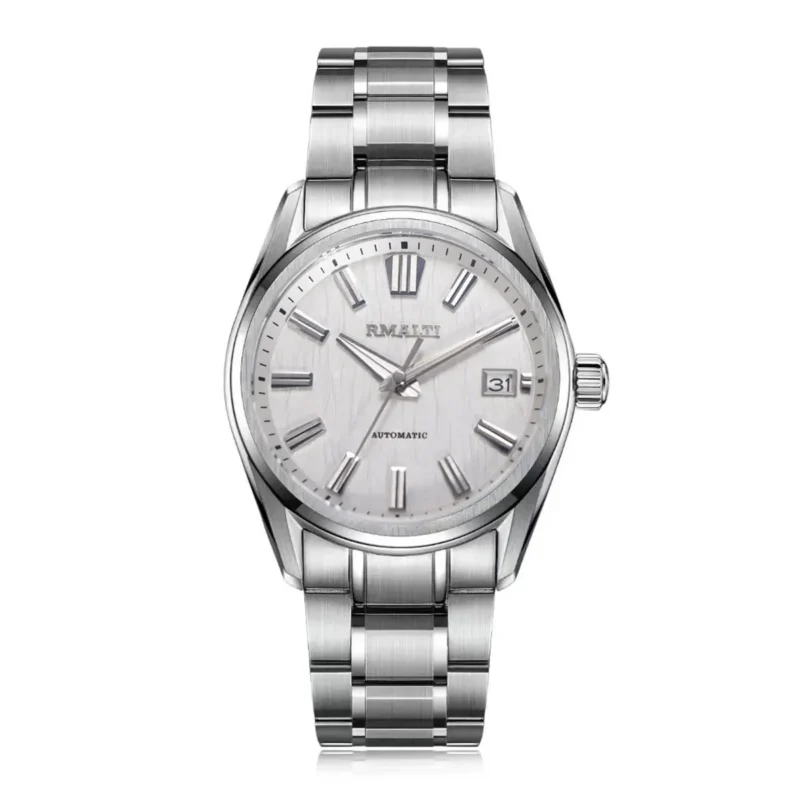 White Birch Automatic Watch with Sapphire Crystal and Stainless Steel Bracelet - Image 13
