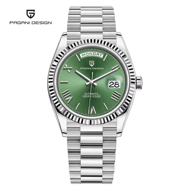 Luxury Automatic Rose Gold Watch with Sapphire Crystal and Complete Calendar Steel Bracelet - Image 12