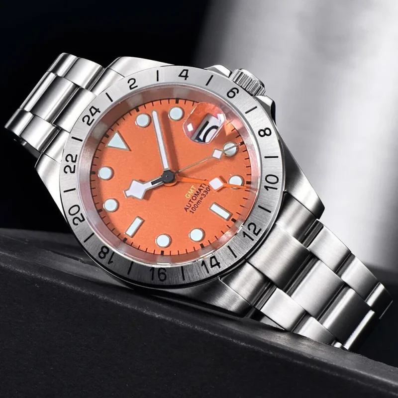 Explorer GMT Automatic Field Watch with Orange 24-Hour Hand and Sapphire Crystal - Image 8