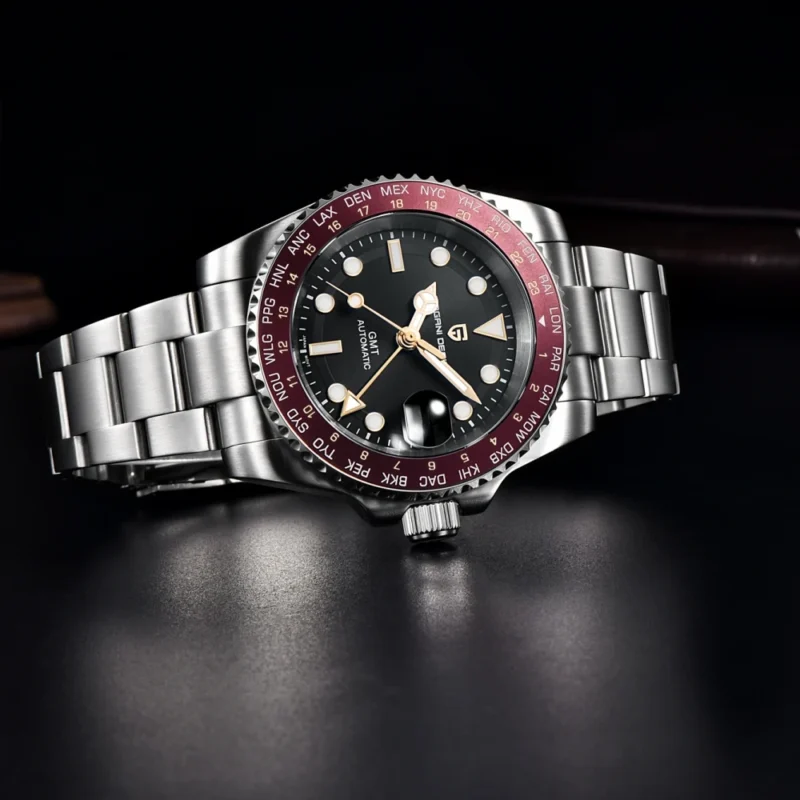 Professional GMT Automatic Watch with Sapphire Crystal and Stainless Steel Bracelet - Image 3