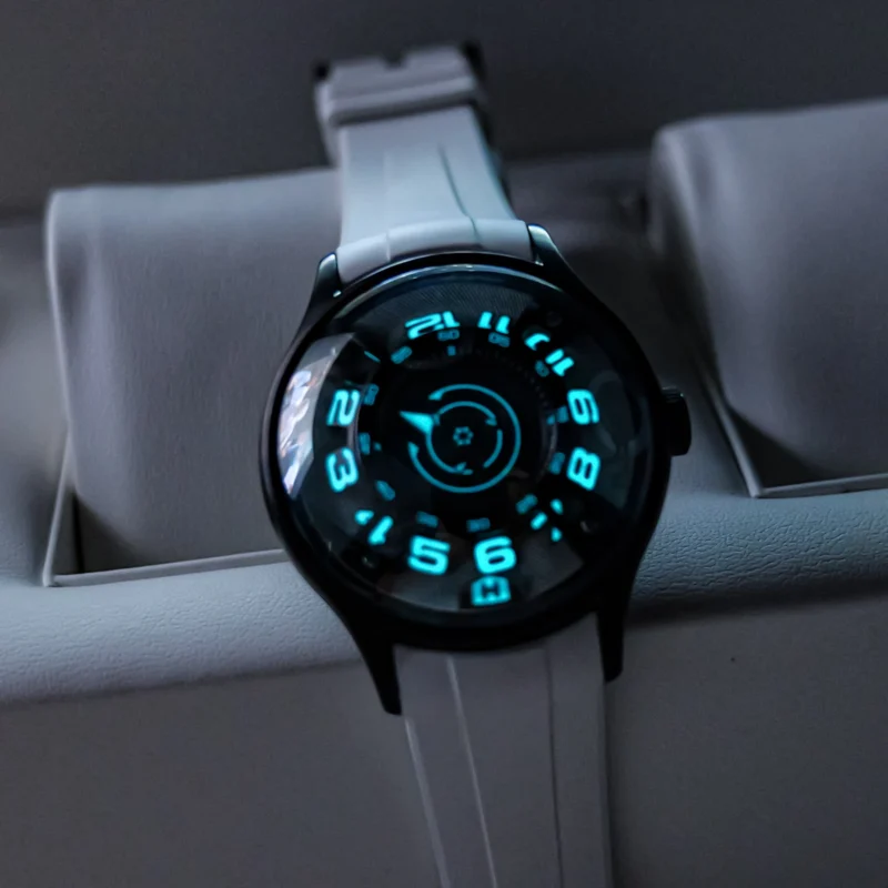 Luxury Automatic Dive Watch with Super Luminous Blue Nightlight and White Rubber Strap - Image 2