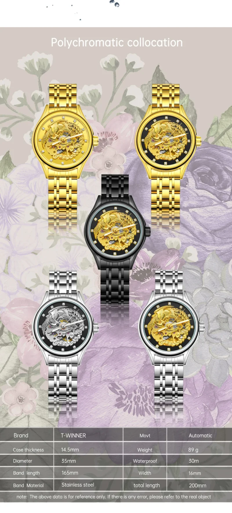 Luxury Skeleton Automatic Ladies Watch with Diamond Dial and Stainless Steel Bracelet - Image 4