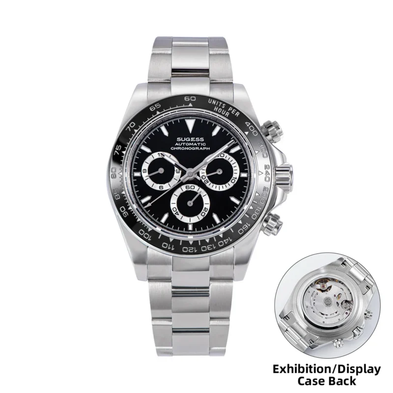 Professional Panda Dial Chronograph Automatic Watch with Ceramic Bezel and Stainless Steel Bracelet - Image 9