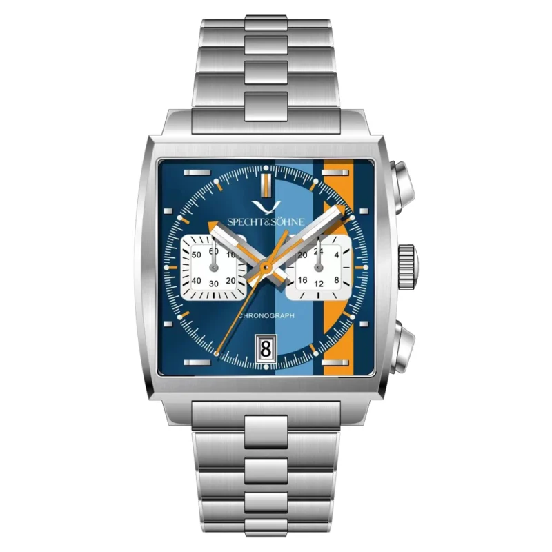 Luxury Rectangular Chronograph Quartz Watch with Stainless Steel Bracelet and Calendar Function - Image 14