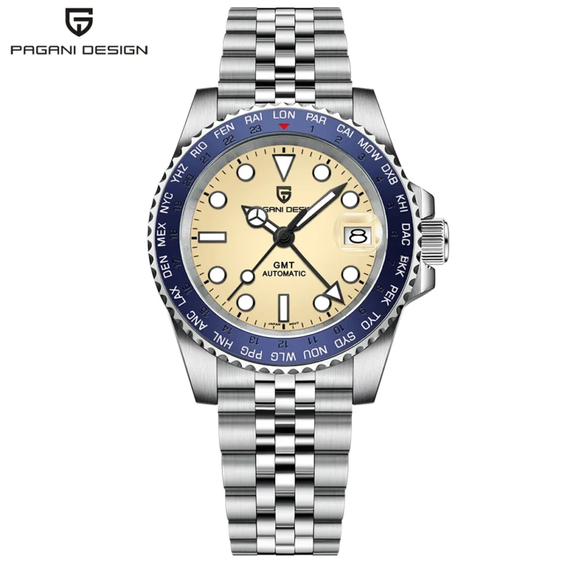 Professional GMT Automatic Watch with Sapphire Crystal and Stainless Steel Bracelet - Image 9