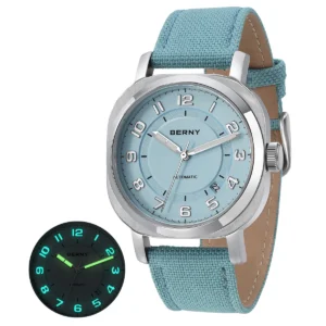 Square Automatic Ladies Watch with Sapphire Crystal and Canvas Strap