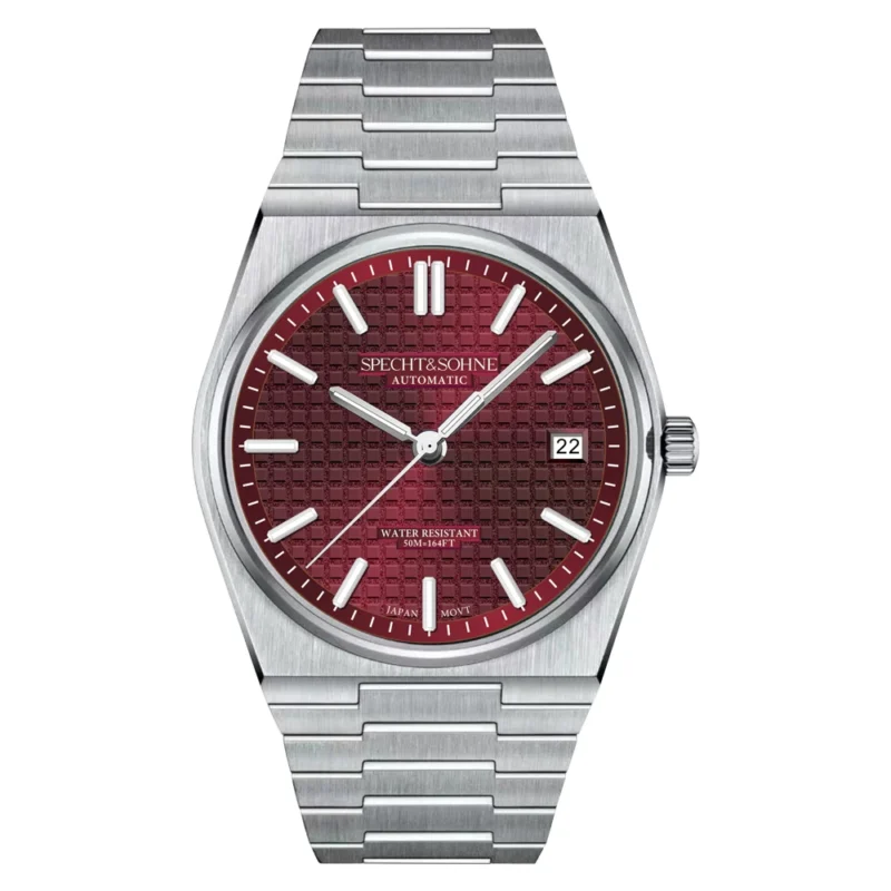 Classic Wine Red Automatic Watch with NH35 Movement Sapphire Crystal Stainless Steel Bracelet - Image 15
