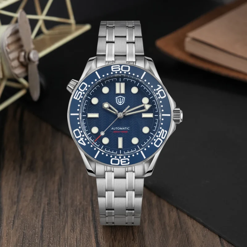 Professional 200M Automatic Dive Watch with Sapphire Crystal and Stainless Steel Bracelet - Image 3