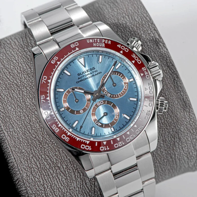 Professional Panda Dial Chronograph Automatic Watch with Ceramic Bezel and Stainless Steel Bracelet - Image 4