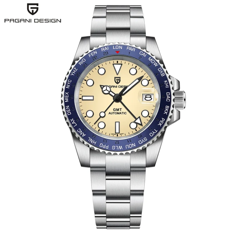 Professional GMT Automatic Watch with Sapphire Crystal and Stainless Steel Bracelet - Image 13
