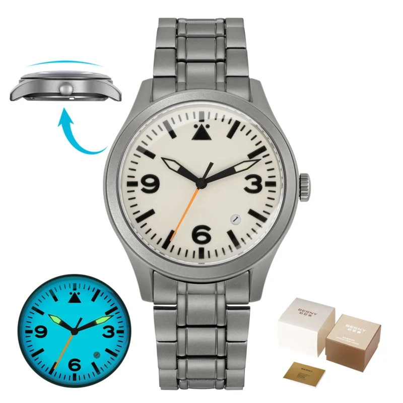 Professional Pilot Automatic Titanium Watch with Sapphire Crystal and Super Luminous Dial - Image 19