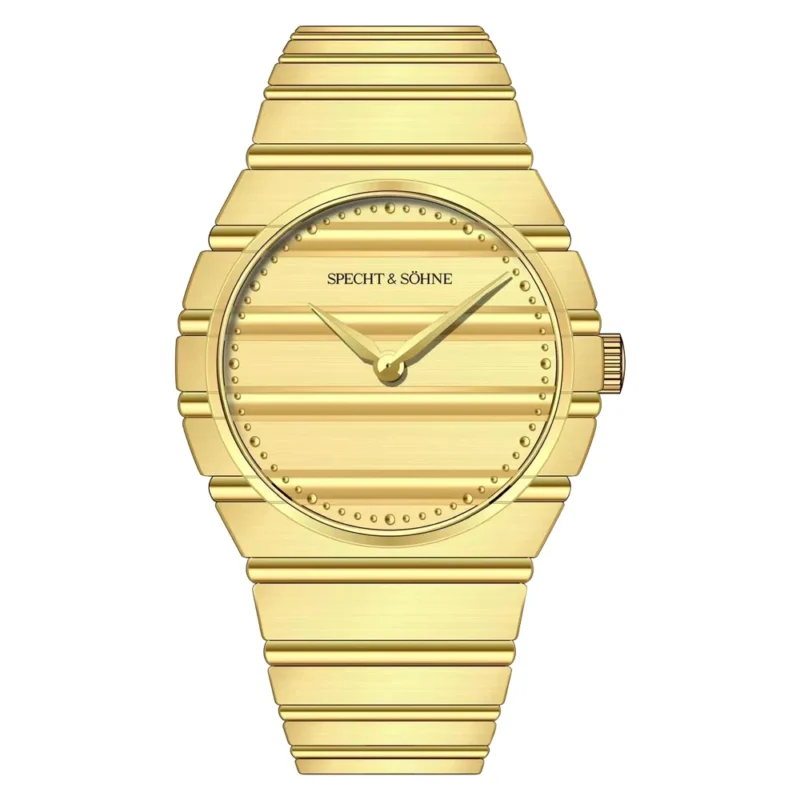 Ultra-Thin Gold Quartz Watch with Sapphire Crystal and Stainless Steel Bracelet - Image 7