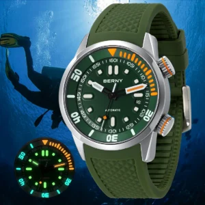 Professional Diver Automatic Watch with Sapphire Crystal and Super Luminous Dial 20Bar Water Resistant