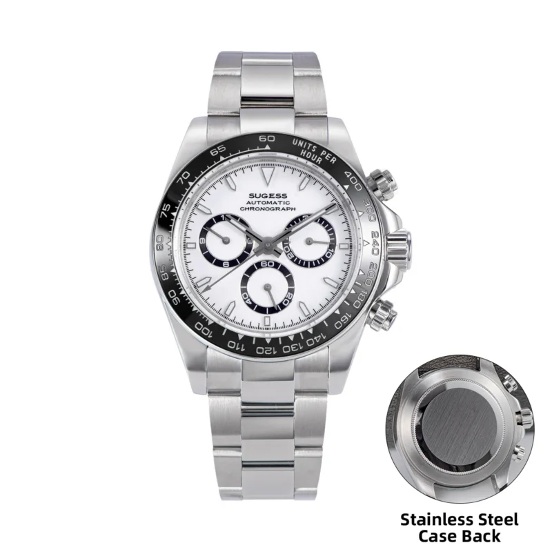 Professional Panda Dial Chronograph Automatic Watch with Ceramic Bezel and Stainless Steel Bracelet - Image 11