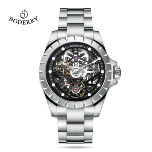 Skeleton Automatic Mechanical Watch with Stainless Steel Case and Luminous Display