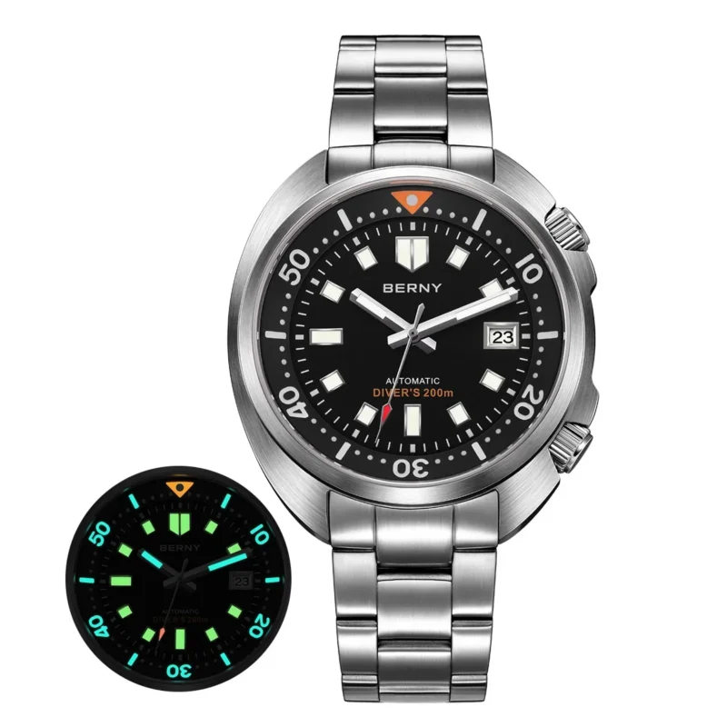 Professional Automatic Dive Watch with Sapphire Crystal and Stainless Steel Bracelet - Image 7