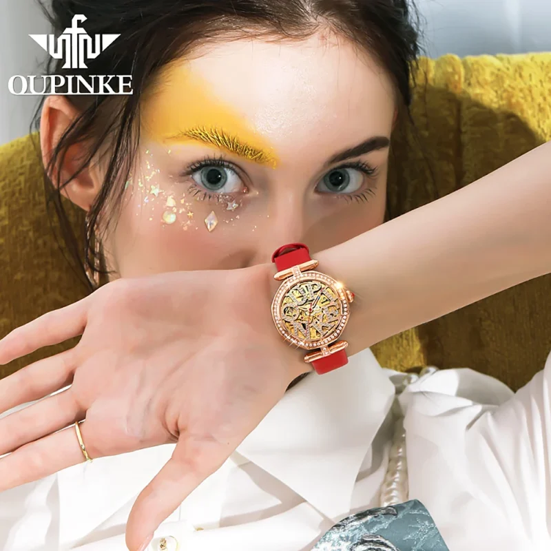 Luxury Women's Skeleton Automatic Watch with Sapphire Crystal and Ceramic Bracelet - Image 3
