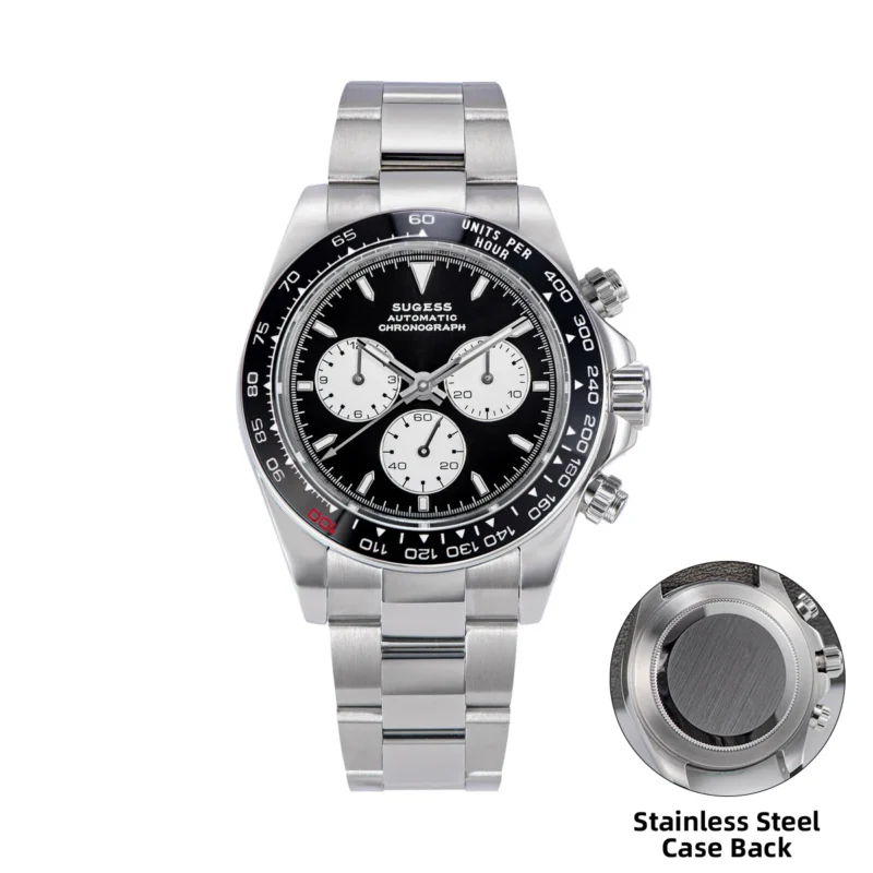 Professional Panda Dial Chronograph Automatic Watch with Ceramic Bezel and Stainless Steel Bracelet - Image 7