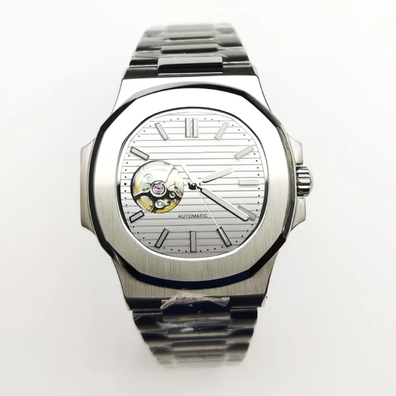 Luxury Square Automatic Watch with Sapphire Crystal and Luminous Coffee Dial - Image 11