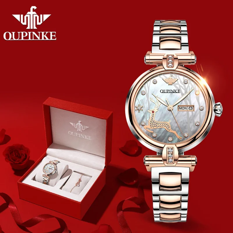 Luxury Women's Automatic Watch with Sapphire Crystal and Ceramic Bracelet