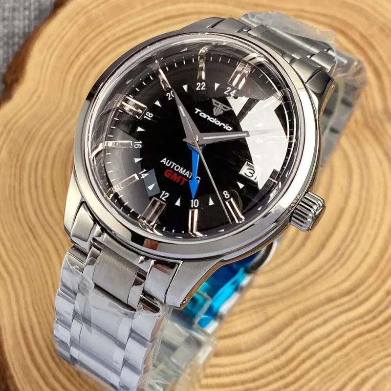 Desert Texture GMT Automatic Watch with 200m Water Resistance and Leather Strap - Image 13