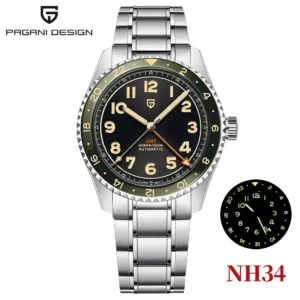 GMT Automatic Mechanical Watch with Sapphire Crystal and Stainless Steel Bracelet