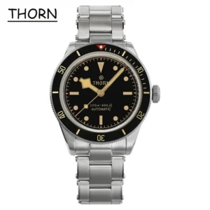 Professional Automatic Dive Watch with Sapphire Crystal and Stainless Steel Bracelet