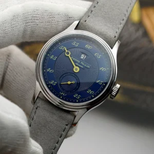 Jumping Hour Automatic Watch with Blue Dial and Sapphire Crystal Stainless Steel Dress Timepiece
