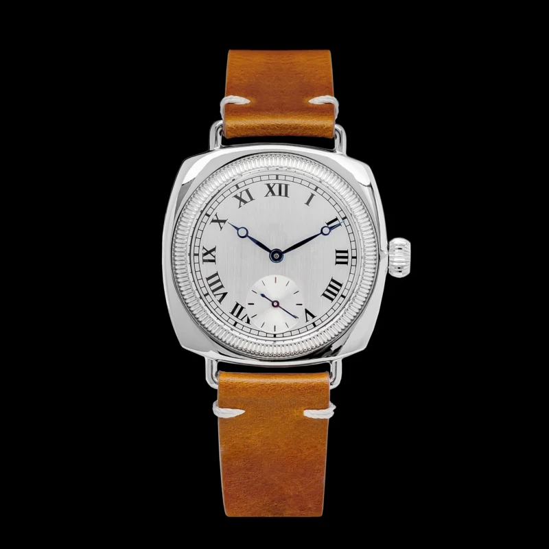 Classic Pillow-Shaped Quartz Watch with Sapphire Crystal and Leather Strap - Image 13
