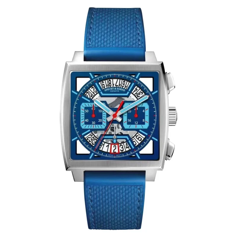 Luxury Rectangular Chronograph Quartz Watch with Stainless Steel Bracelet and Calendar Function - Image 16