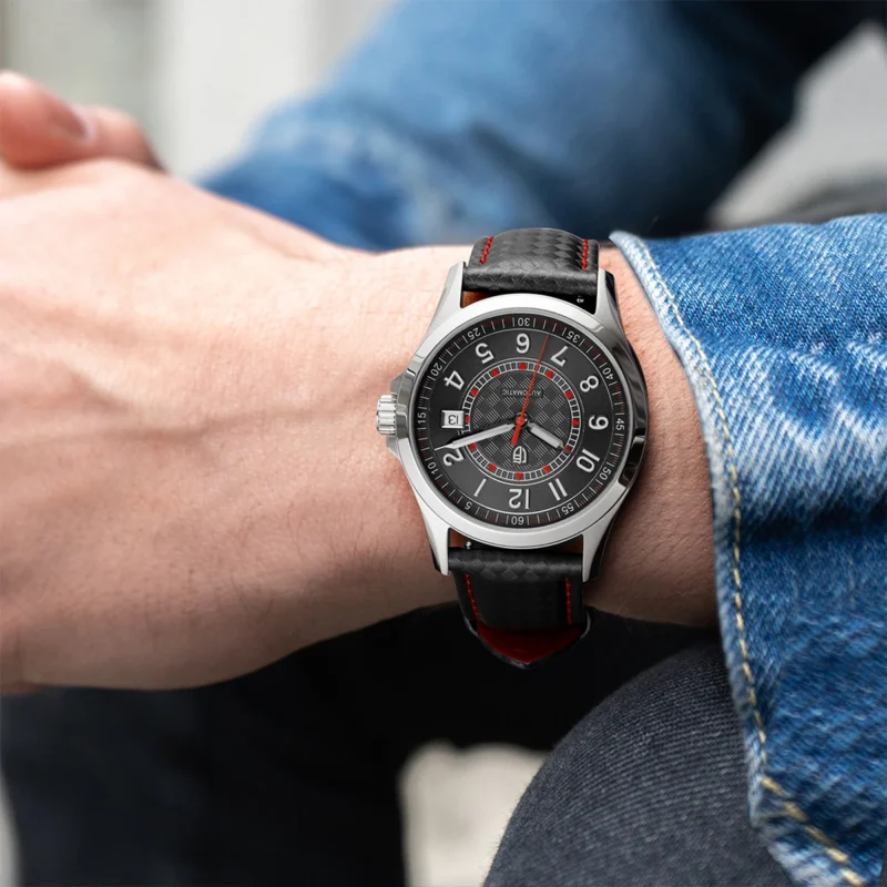 Classic Automatic Dress Watch with Sapphire Crystal and Leather Strap - Image 6