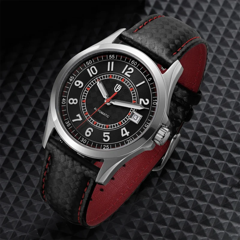 Classic Automatic Dress Watch with Sapphire Crystal and Leather Strap - Image 5