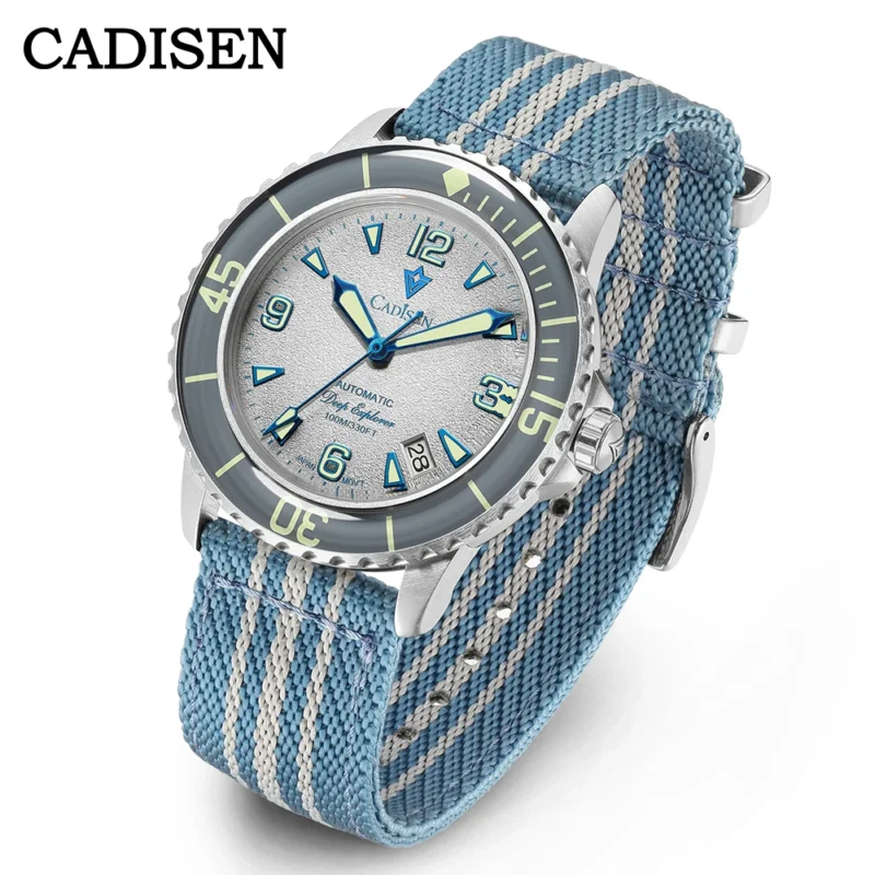 Professional Dive Automatic Watch with Luminous Dial and Canvas Strap - Image 8